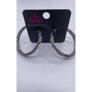 Glitzy By Association- Gunmetal Hoop Earrings - Item 44‎